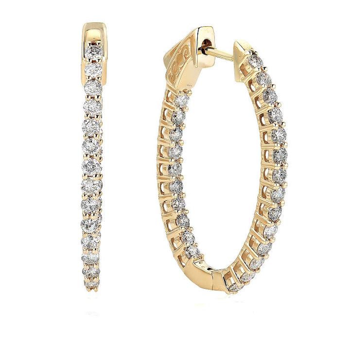 1 Ct. T.w. Genuine White Diamond 10k Gold 27.6mm Hoop Earrings