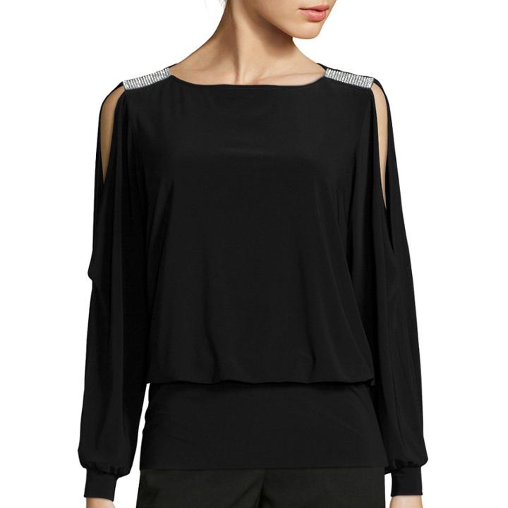 Prelude Long-sleeve Embellished-shoulder Top