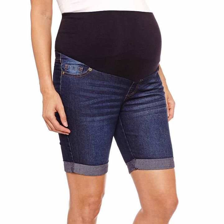 Planet Motherhood 7 Denim Bermuda Shorts-plus