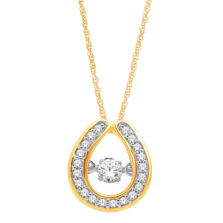 Love In Motion&trade; 1/5 Ct. T.w. Diamond 10k Yellow Gold Teardrop Pendant Necklace