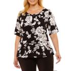 Liz Claiborne 3/4 Sleeve Peplum Top Plus