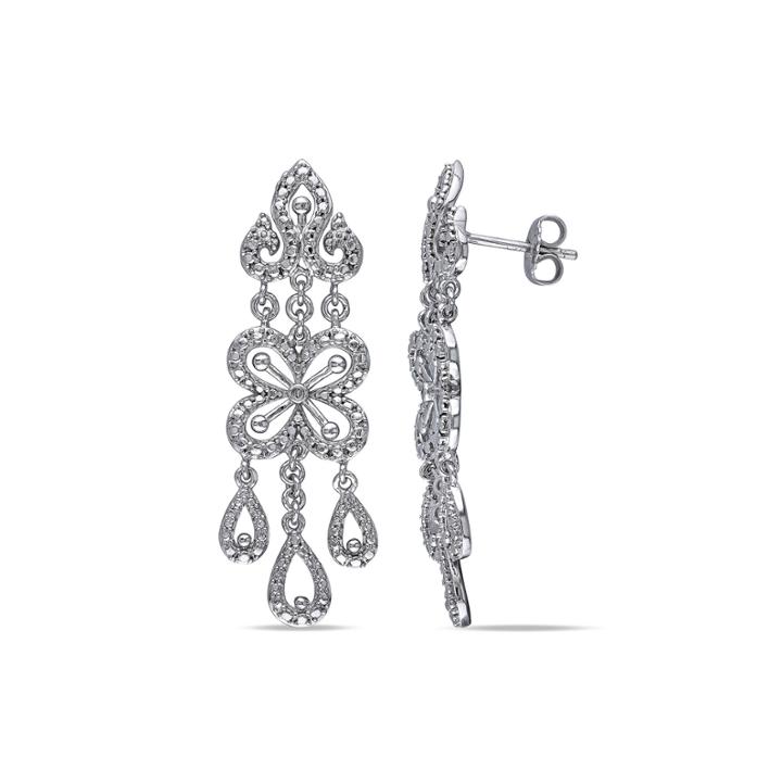 Diamond Accent Sterling Silver Drop Earrings