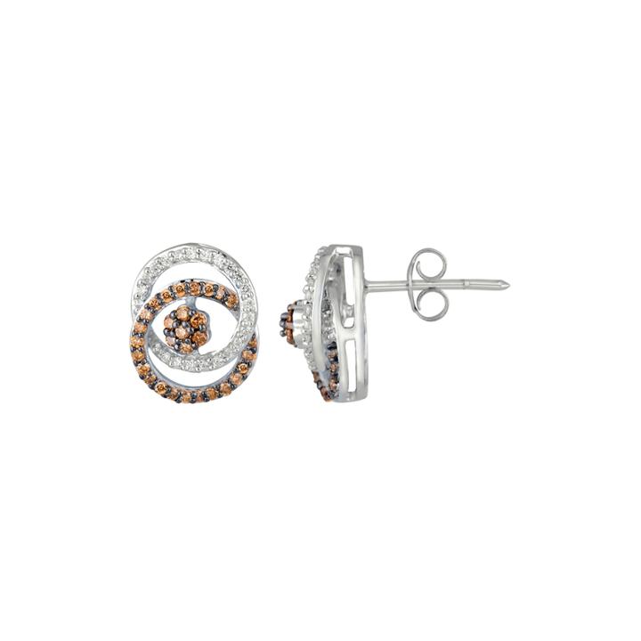 3/8 Ct. T.w. Champagne & White Diamond Sterling Silver Stud Earrings