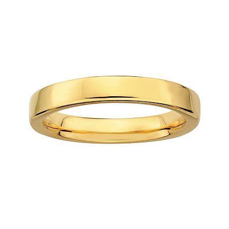 Personally Stackable 18k Yellow Gold Over Sterling Silver 1.5mm Square-edge Ring