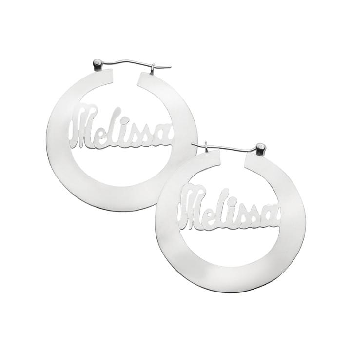 Personalized Sterling Silver Hoop Name Earrings