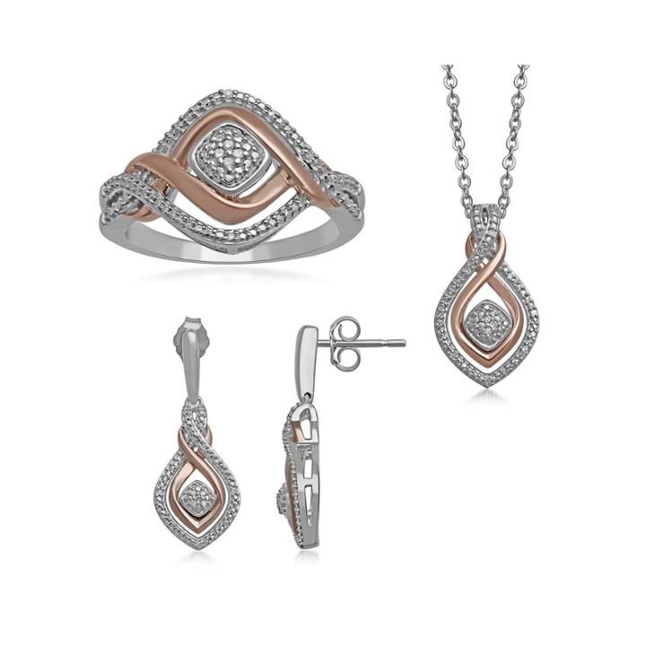 1/10 Ct. T.w. Diamond 3-pc. Two-tone Infinity Jewelry Boxed Set