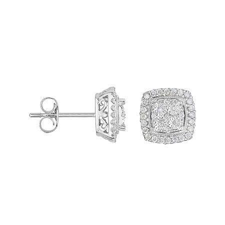 Trumiracle 1/4 Ct. T.w. Diamond Square Sterling Silver Earrings