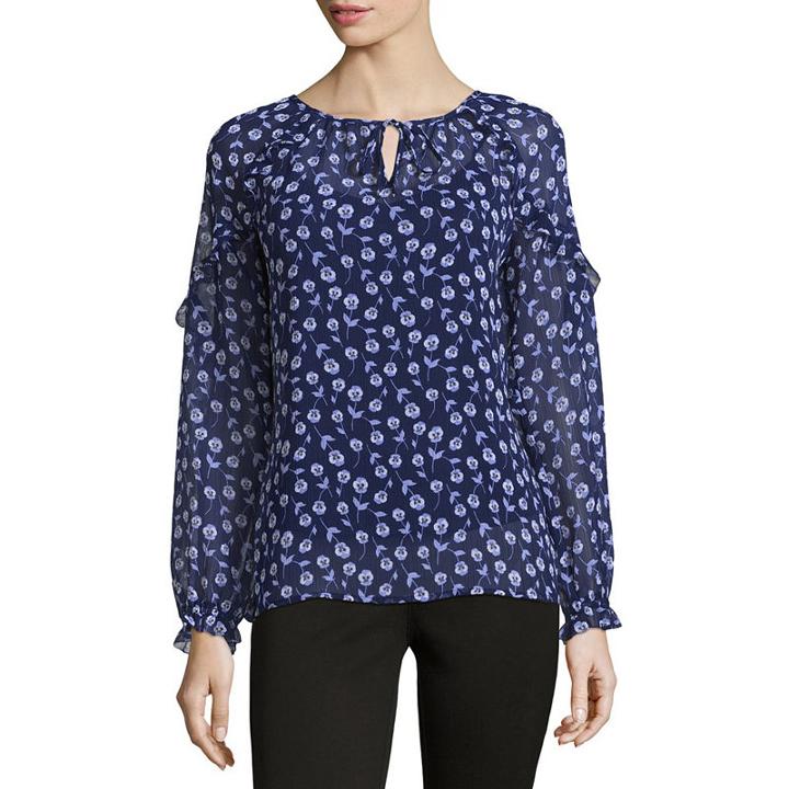 Liz Claiborne Ruffle Shoulder Top- Talls