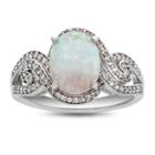 Womens Lab Created Multi Color Opal Sterling Silver Cocktail Ring