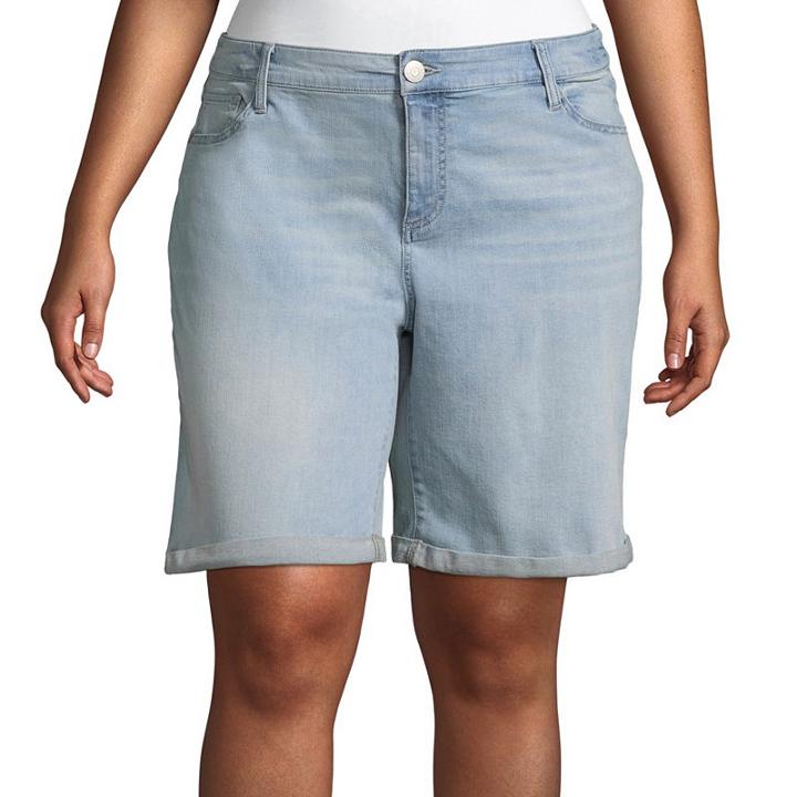 Boutique+ Denim Bermuda 9 Rolled Cuff - Plus
