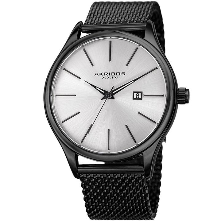 Akribos Xxiv Unisex Black Strap Watch-a-959bk