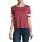 Pink Rose Short Sleeve Scoop Neck T-shirt-womens Juniors
