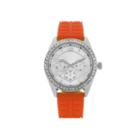 Womens Accutime Orange/silver Strap Watch