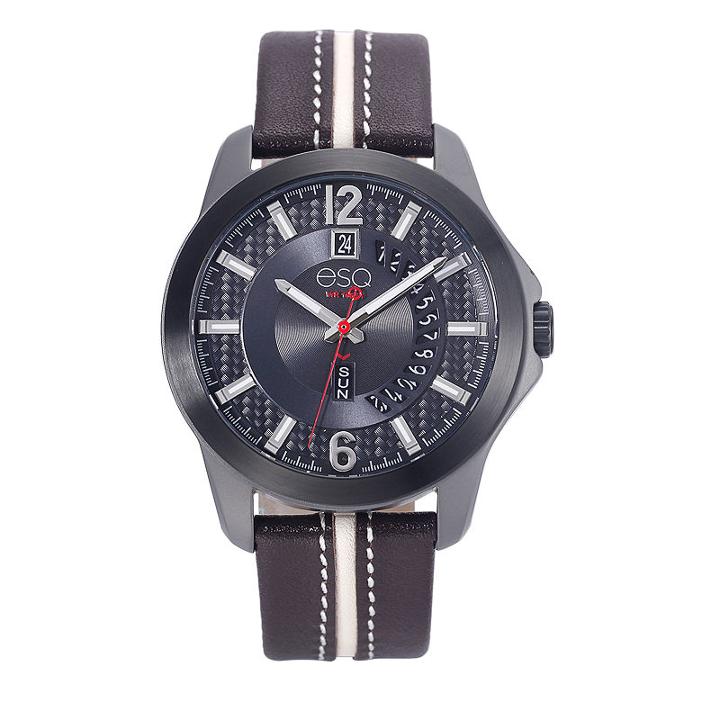 Esq Mens Brown Strap Watch-37esq009301a