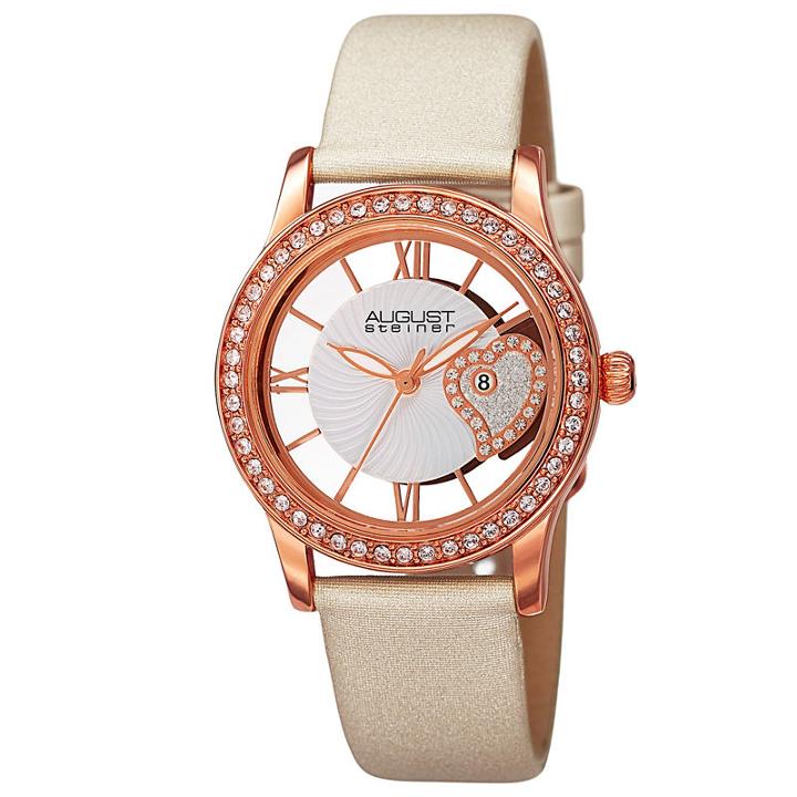 August Steiner Womens White Strap Watch-as-8176wtr