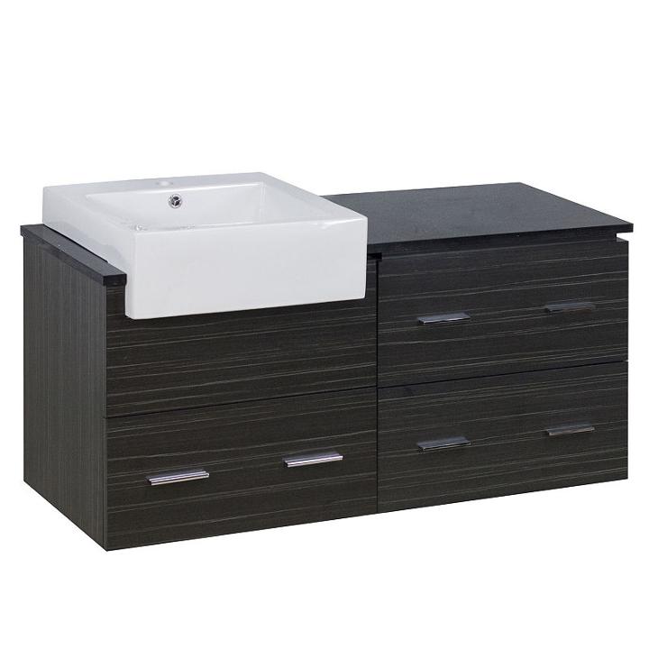 48.75-in. W Wall Mount Dawn Grey Vanity Set For 1hole Drilling Black Galaxy Top