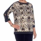 Alfred Dunner Deck The Halls 3/4 Sleeve Crew Neck Top