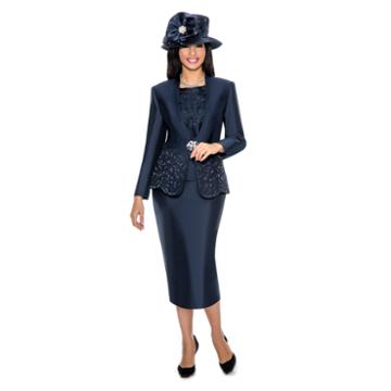 Giovanna Collection Women's Cut-out Detail Embellished 3-piece Skirt Suit