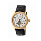 Heritor Automatic Piccard Mens Semi-skeleton Leather Date-gold/silver Watches