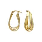 Made In Italy 14k Yellow Gold 29mm Oval 3-row Hoop Earrings