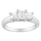 Love Lives Forever Womens 1 1/2 Ct. T.w. Princess White Diamond 14k Gold 3-stone Ring