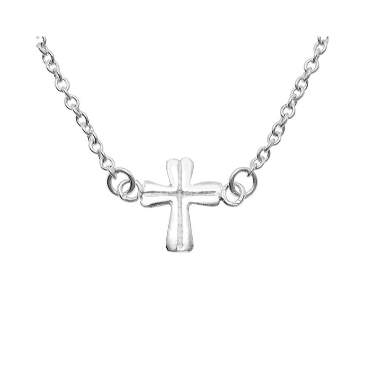Itsy Bitsy&trade; Crystal Polished Sterling Silver Cross Pendant
