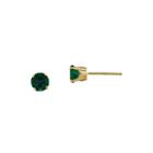 5mm Round Genuine Emerald 14k Yellow Gold Earrings