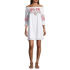 A.n.a 3/4 Sleeve Embroidered Floral Shift Dress