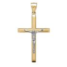 Tesoro&trade; 14k Two-tone Gold Polished Crucifix Pendant