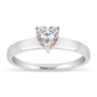 Sterling Silver & 18k Rose Gold Over Silver Heart Cut 1 1/10 Ct. T.w. Solitaire Ring - Featuring Swarovski Zirconia