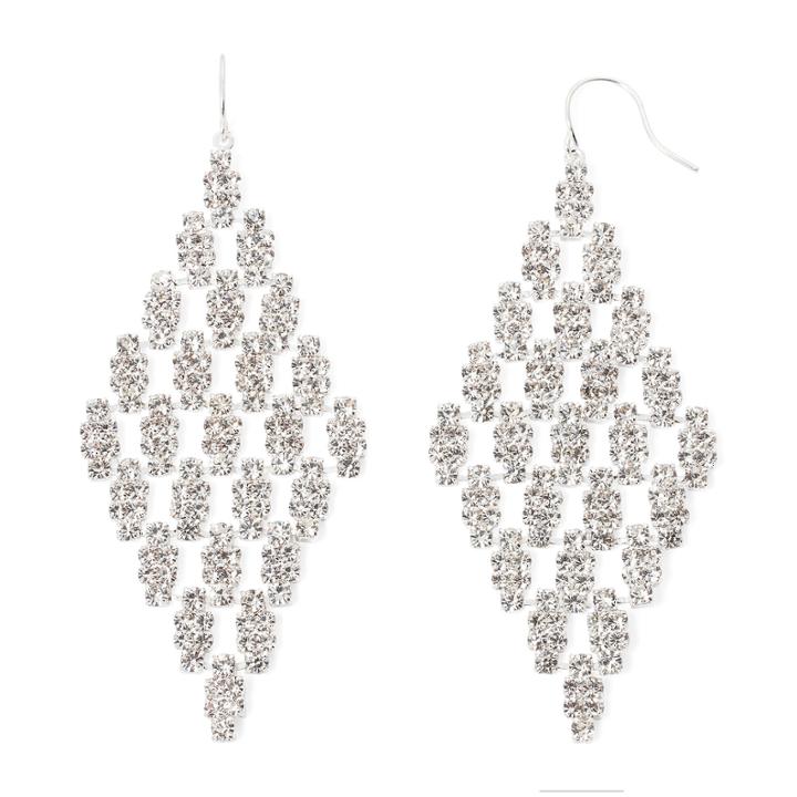 Vieste Crystal Silver-tone Kite Earrings