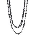 Triple-strand Jet Black Bead Necklace