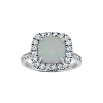 Lab-created Opal & Lab-created White Sapphire Sterling Silver Ring