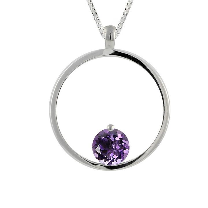 Womens Purple Amethyst Pendant Necklace