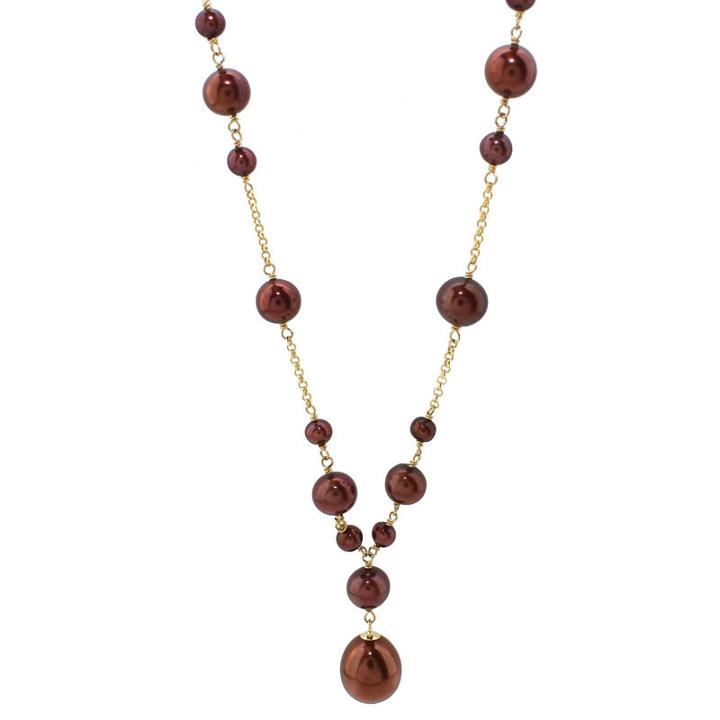 Not Applicable Womens Brown Pearl 14k Y Necklace