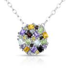 Womens Multi Color Stone Sterling Silver Pendant Necklace