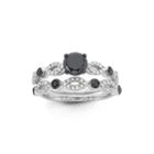 Womens 1 1/2 Ct. T.w. Round Black Diamond Sterling Silver Stackable Ring