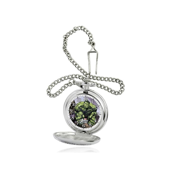 Marvel Hulk Mens Silver-tone Pocket Watch