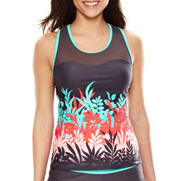 Zeroxposur Tangle Mesh Action Tankini Swim Top