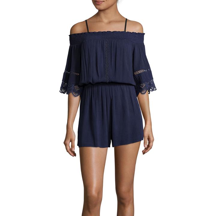 Fire Short-sleeve Off-the-shoulder Gauze Romper