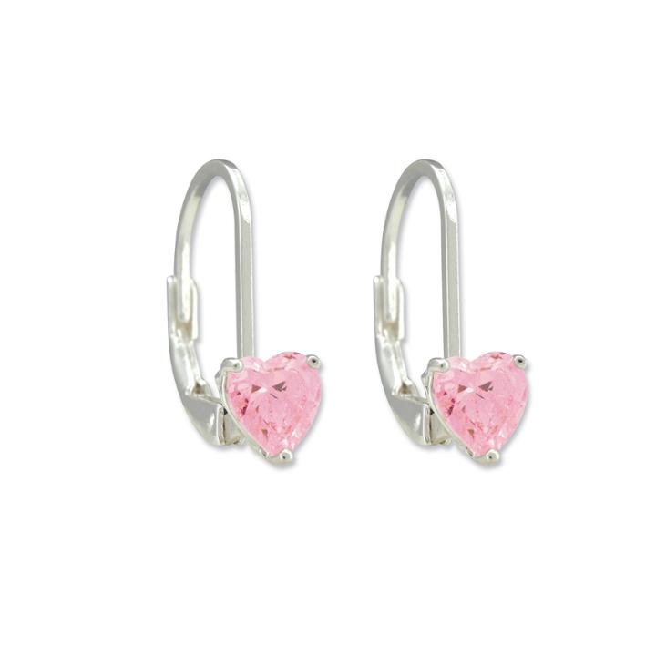 Pink Cubic Zirconia Sterling Silver Drop Earrings