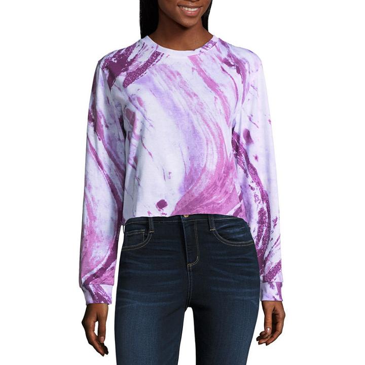 Long Sleeve Crew Neck T-shirt-womens Juniors