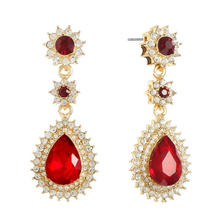 Monet Jewelry Red Round Drop Earrings