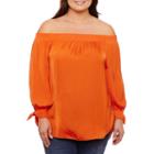 Bisou Bisou 3/4 Sleeve Off The Shoulder Woven Blouse - Plus