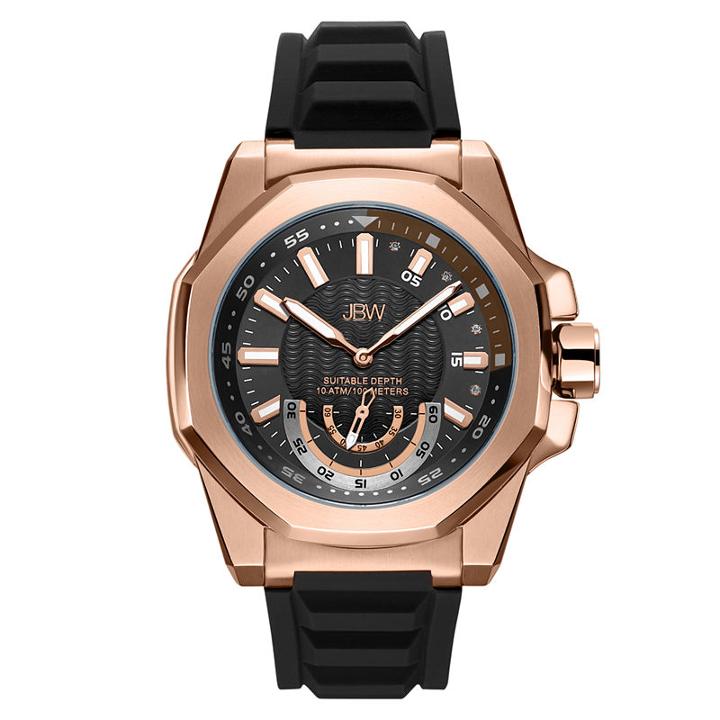 Jbw 4 Diamonds At .04ctw Mens Black Strap Watch-j6359b