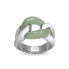 Green Jade Sterling Silver Interlocking Ring