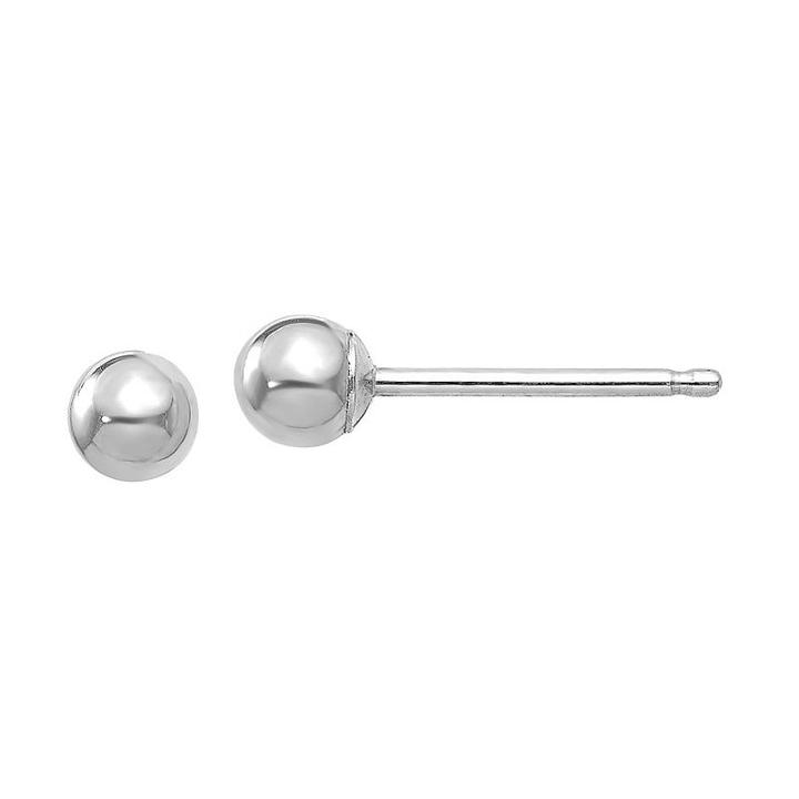 14k White Gold 3mm Round Stud Earrings
