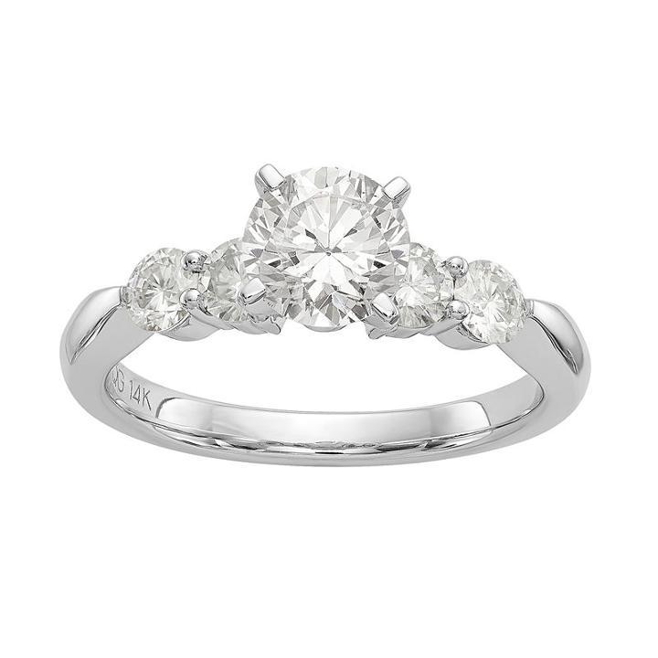 Womens 2 1/3 Ct. T.w. Round White Moissanite 14k Gold Engagement Ring