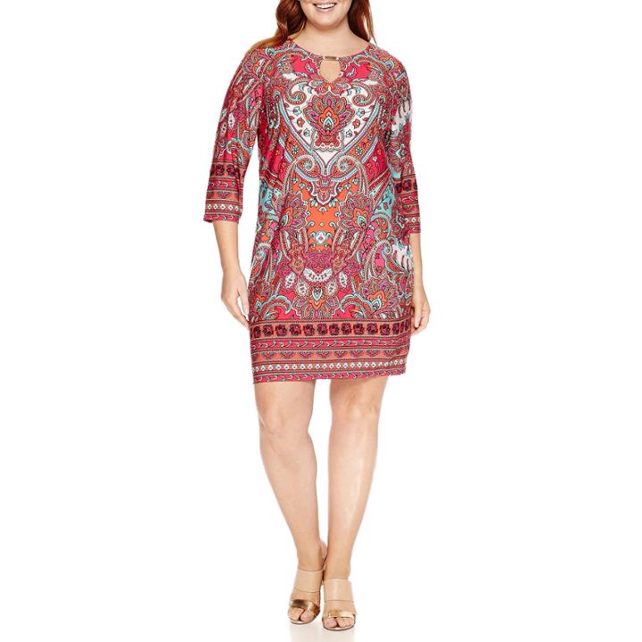 Tiana B 3/4 Sleeve Sheath Dress-plus