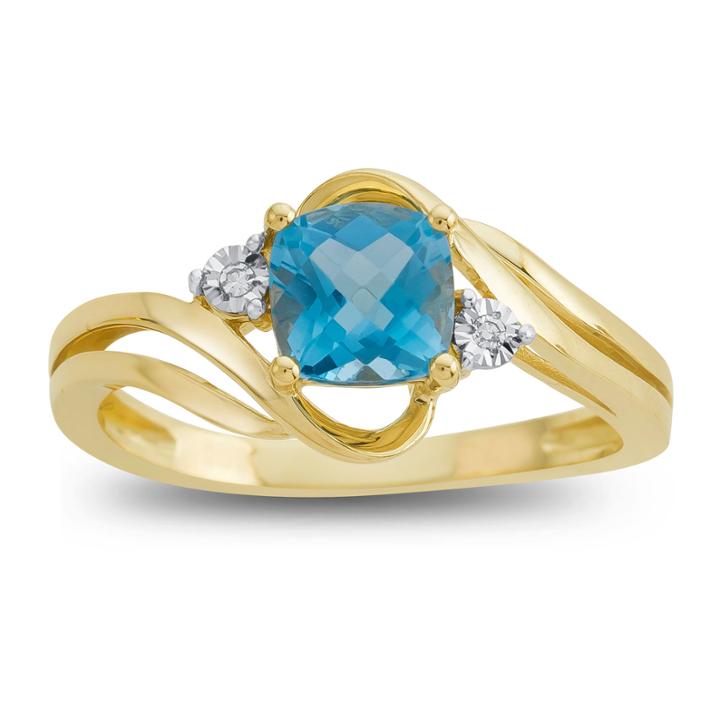 Genuine Blue Topaz & Diamond Accent 10k Yellow Gold Ring